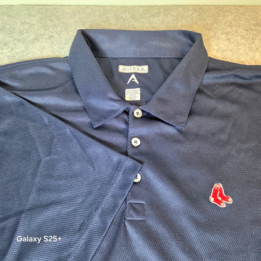 Antigua Boston Red Sox MLB Polo Shirt Mens XXL Navy Blue Performance Golf Top